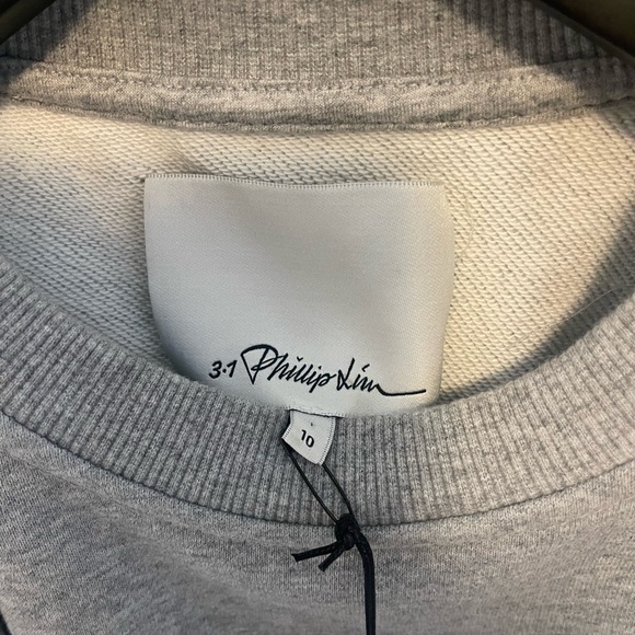 NWT 3.1 Phillip Lim Cropped Heather Gray Sweatshirt Size 10 - Picture 7 of 8